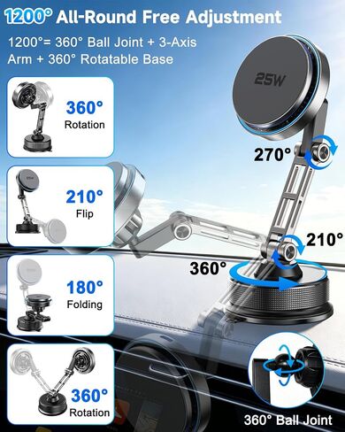 25W for Magsafe Car Mount Charger, Vacuum Magnetic Wireless Car Charger in Kuwait