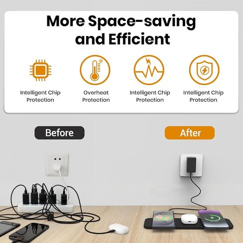 ZealSound Wireless Charging Pad, 3-in-1 Fast Wireless Charger with 36W Adapter for iPhone 17/16/15, Samsung Galaxy, AirPods & Galaxy Buds, Ultra-Slim PU Leather Charging Station for Home Office Travel in Kuwait