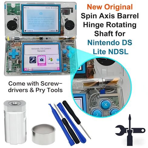 Compatible with Nintendo DS Lite (NDSL),Replacement Hinge Shaft with Screwdrivers & Pry Tools,Repair Loose/Broken Screen Hinge,Replacement Parts (Console Not Included) in Kuwait