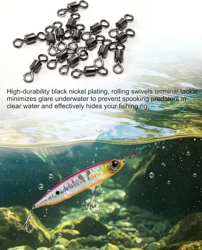 220pcs Speed Clips and Barrel Swivels Kit, Stainless Steel Quick Change Lure Snaps & Heavy Duty Saltwater Black Nickel Rolling Swivels, Terminal Tackle Assortment for Bass & Surf Fishing in Kuwait