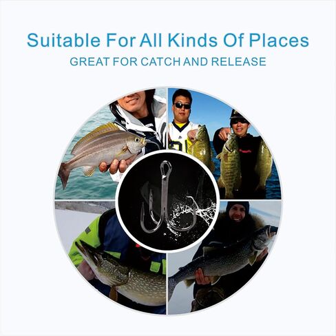 Afmivs Treble Fishing Hooks Freshwater Saltwater, 100pcs Treble Hooks for Lures, 6sizes Fish Hooks Trout Hooks Catfish Hooks for Fishing #2#4#6#8#10#12 High Carbon Steel with Portable Plastic Box in Kuwait
