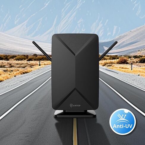 ANTOP AT-406BV Flat Panel Mini Big Boy Indoor and Outdoor Smartpass Amplified HDTV Antenna with High Gain and Built-in 4G LTE Filter – Up to 80 Miles Long Range in Kuwait