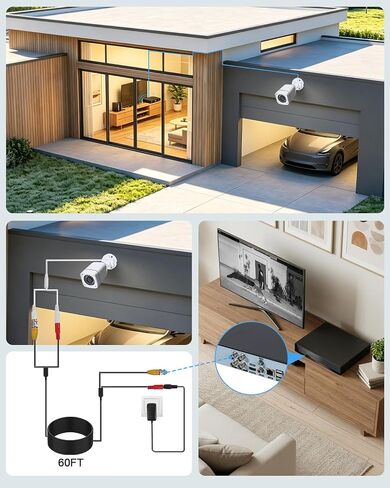 4CH Wired Security Camera System, AIWIXEN 4X 1080P Cam, DVR with 512GB HDD in Saudi Arabia
