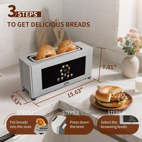 2 Slice Toaster with Touchscreen, Extra Wide Slot, 6 Shade Settings in Kuwait