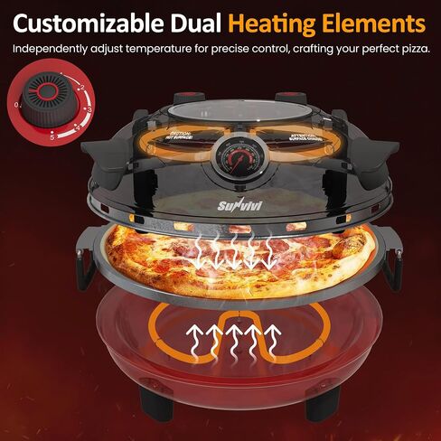 Sunvivi 12‘’Electric Countertop Pizza Oven & Maker - Heats up to 770℉,1200W in Kuwait