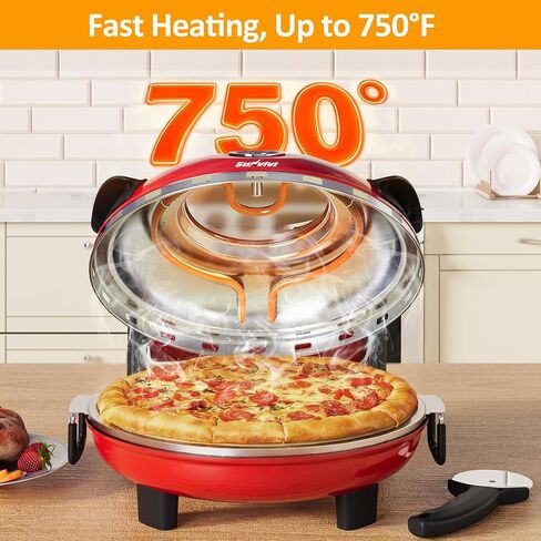 Sunvivi 12‘’Electric Countertop Pizza Oven & Maker - Heats up to 770℉,1200W in Kuwait