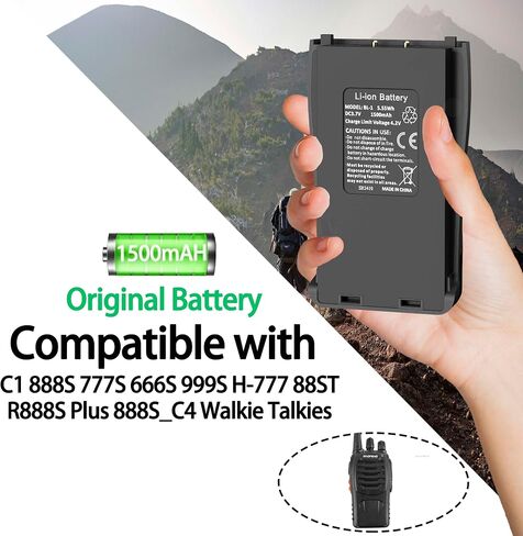 10Packs 888S Two Way Radio Battery 1500mAh USB-C Rechargeable 3.7V BL-1 Compatible with BF-88A ESY-88A 777S 666S 999S H-777 C1 Walkie Talkies in Kuwait
