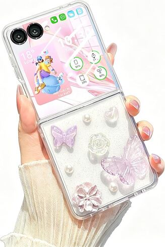 WATACHE for Samsung Galaxy Z flip 8 Case Glitter with Sparkly Strip, Z flip 8 Case Bling Shiny Protective Phone Case Cover for Women Girls(Silver) in Kuwait