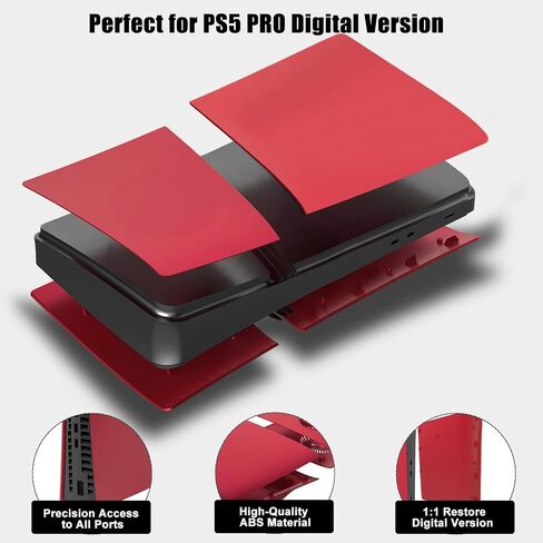 Faceplate for PS5 Pro Digital Edition, PS5 Pro Cover Face Plates ABS Hard Shockproof Anti-Scratch Dustproof Protective Skin Shell Accessories for PlayStation 5 Pro Console Digital -Red in Kuwait