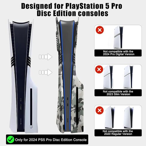 Cover Plates for PS5 Pro Disc Edition with Cooling Vent, PS5 Pro Faceplate ABS Hard Shockproof Anti-Scratch Dustproof Protective Plates, Replacement Side Shell Skin Case for PlayStation 5 Pro Console in Kuwait