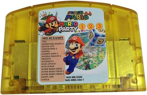 Seal-A-Deal 64 N Games Bundle 20 in 1 Memory Card Game Cartridge Console US Version Video Game Very Rare 64 Bit Reproduction Yellow in Kuwait