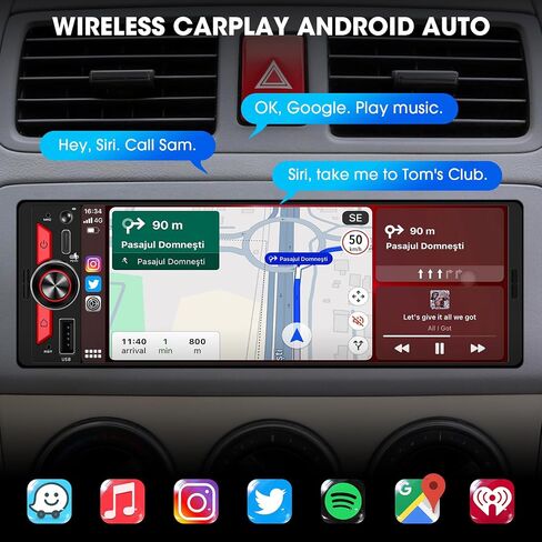 Single Din CarPlay Stereo Receiver: Wireless Android Auto Touchscreen Radio in Kuwait
