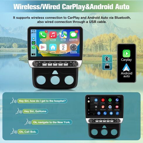Car Radio Stereo Upgrade for Dodge RAM 1500/2500/3500 2013-2018, Android Head Unit with 10.1 Inch Touch Screen/Backup Camera/Wireless CarPlay & Android Auto/Mirroring/Wi-Fi/Bluetooth/SWC/FM/AM in Kuwait