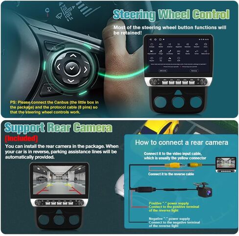 Car Radio Stereo Upgrade for Dodge RAM 1500/2500/3500 2013-2018, Android Head Unit with 10.1 Inch Touch Screen/Backup Camera/Wireless CarPlay & Android Auto/Mirroring/Wi-Fi/Bluetooth/SWC/FM/AM in Kuwait