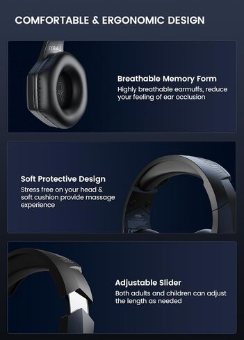 EKSA Wireless Gaming Headset for PC, PS5,PS4, Switch, Gaming Headphone with ENC Noise Cancelling Microphone, 7.1 Surround Sound, USB Computer Headset, 50mm Driver, 36H Battery, RGB Light in Kuwait