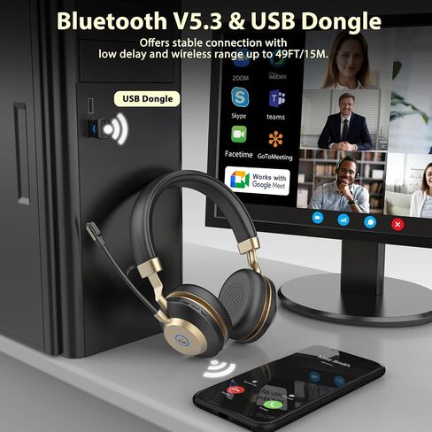 Earbay Wireless Headset with Microphone, AI Noise Cancelling & Dongle in Kuwait