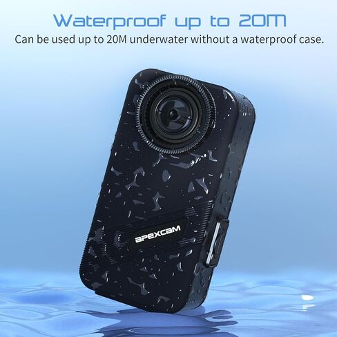 Apexcam K20 Action Camera 4K EIS Sports Camera 66FT Body Waterproof Camera Underwater Mini Action Cam, Touch Screen Helmet Camcorder WiFi with 64GB Card, 8XZoom, 2X1350mAh Batteries, Mount Kits in Kuwait