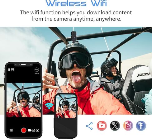 Apexcam K20 Action Camera 4K EIS Sports Camera 66FT Body Waterproof Camera Underwater Mini Action Cam, Touch Screen Helmet Camcorder WiFi with 64GB Card, 8XZoom, 2X1350mAh Batteries, Mount Kits in Kuwait