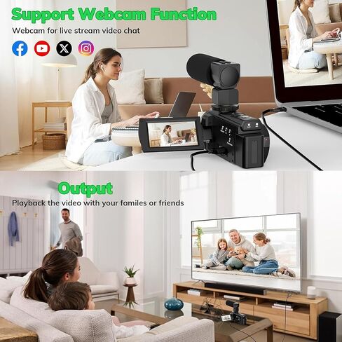 5K Video Camera Camcorder UHD 48MP 60FPS WiFi Vlog Camera for YouTube 10X Optical Zoom Camcorders with Remote Control, Handheld Stabilizer, Microphone, 2 Batteries, Large Aperture, 64 GB Memory Card in Saudi Arabia