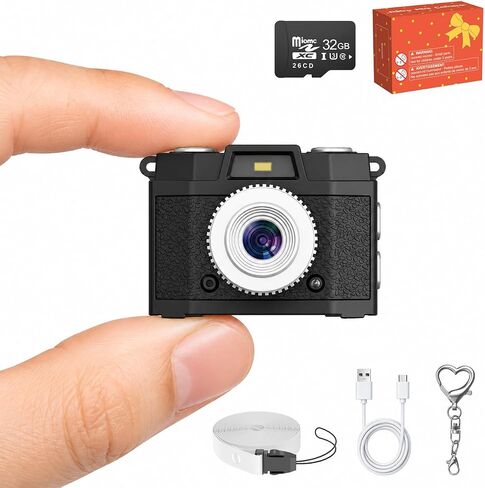 Mini Camera Keychain with 32GB Card: 1080P Retro Keychain Camera 1.47'' in Kuwait
