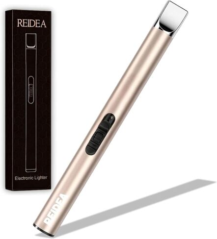 REIDEA Candle Lighter Electronic Arc Windproof Flameless USB Rechargeable Lighter with Safe Button for Home Kitchen, S4, Champagne Gold in Kuwait