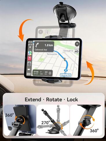 Tablet Holder for Car iPad Mount for Truck, Vacuum Suction Cup for Dash & Windshield【360°】 Strong Deep Clamp Tablet Stand for All Phones & Tablets 4.7"–12.9" Apple iPad Samsung Galaxy Tab in Kuwait