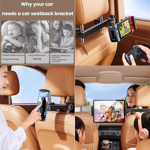 Chapter Seven Car Headrest Tablet Holder,[Lockable 3 in 1 Extension Arm & 360° Rotation],Tablet Mount for Car Backseat,Gifts Road Trip Essentials for Kids,for 4.7-13" Devices in Kuwait