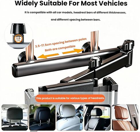 Chapter Seven Car Headrest Tablet Holder,[Lockable 3 in 1 Extension Arm & 360° Rotation],Tablet Mount for Car Backseat,Gifts Road Trip Essentials for Kids,for 4.7-13" Devices in Kuwait