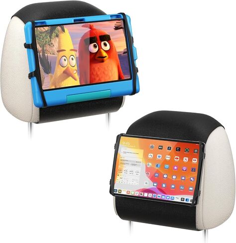 2 Pack Universal Tablet Holder - Compatible with 7-12.9 inch Tablets & Switch Game Machine - Car Headrest Mount with Adjustable Angle & Safe Silicone Holder - Fits Most Cars in Kuwait