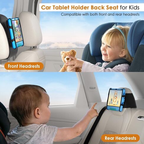 2 Pack Universal Tablet Holder - Compatible with 7-12.9 inch Tablets & Switch Game Machine - Car Headrest Mount with Adjustable Angle & Safe Silicone Holder - Fits Most Cars in Kuwait
