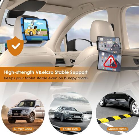 2 Pack Universal Tablet Holder - Compatible with 7-12.9 inch Tablets & Switch Game Machine - Car Headrest Mount with Adjustable Angle & Safe Silicone Holder - Fits Most Cars in Kuwait