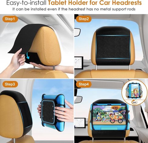 2 Pack Universal Tablet Holder - Compatible with 7-12.9 inch Tablets & Switch Game Machine - Car Headrest Mount with Adjustable Angle & Safe Silicone Holder - Fits Most Cars in Kuwait