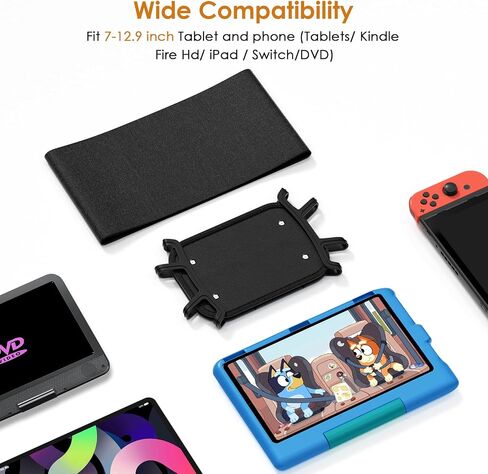 2 Pack Universal Tablet Holder - Compatible with 7-12.9 inch Tablets & Switch Game Machine - Car Headrest Mount with Adjustable Angle & Safe Silicone Holder - Fits Most Cars in Kuwait