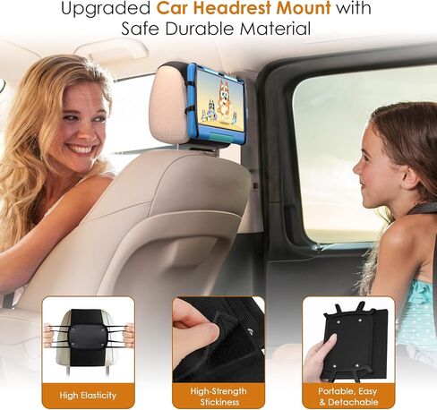 2 Pack Universal Tablet Holder - Compatible with 7-12.9 inch Tablets & Switch Game Machine - Car Headrest Mount with Adjustable Angle & Safe Silicone Holder - Fits Most Cars in Kuwait