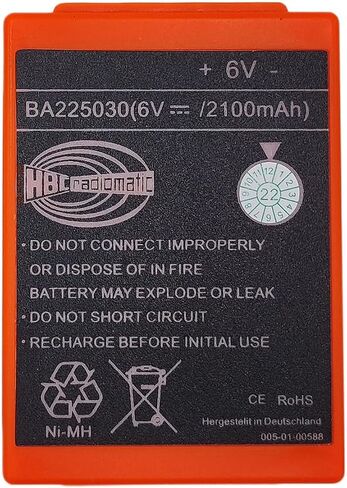 (1-Pack) DC 10V-30V QA109600/QD109300 Charger with (4-Pack) HBC Radiomatic 6V 2100mAh BA225030 Battery for HBC Wireless Romote Control Battery in Kuwait