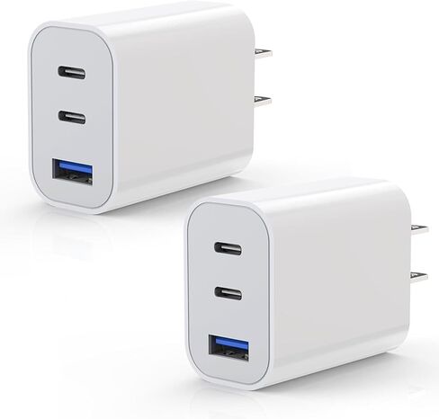 iPhone 16/17 Charger Block,USB C Charger [2 Pack] 35W 3-Port Wall Cube Fast Type C Charging Block PD Power Adapter for iPhone 17/17 Pro Max/16/16Pro/15/15Pro/14 Pro Max/13/12/11, iPad,Galaxy,Pixel 4/3 in Kuwait