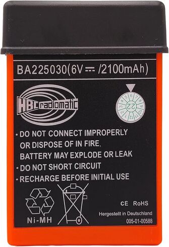 (1-Pack) DC 10V-30V QA109600/QD109300 Charger with (3-Pack) HBC Radiomatic 6V 2100mAh BA225030 Battery for HBC Wireless Romote Control Battery in Kuwait