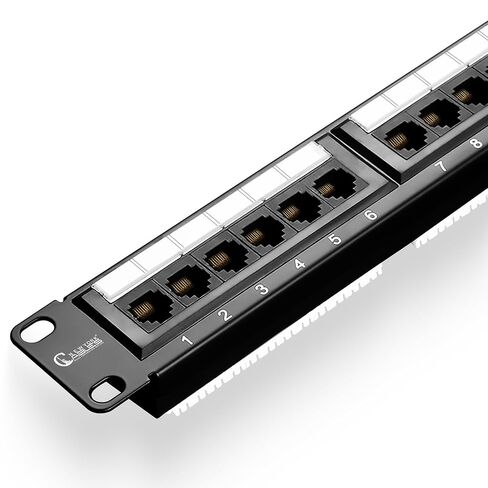 NewYork Cables [UL Listed 24 Port Cat6A Patch Panel, 10Gb Ethernet, 1U 19-Inch Rack or Wall Mount, UTP Network Patch Panel, Heavy-Duty Steel, Color-Coded T568A/B, 110/Krone Compatible, Black in Kuwait