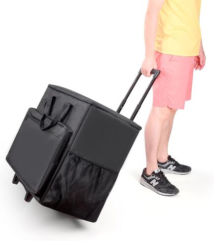 BUBM PC Carrying Case on Wheels, Desktop Travel Bag with Detachable Trolley for PC Tower, Monitor, Keyboard and Mouse, Black (Bag Only, for 24" Monitor) in Kuwait