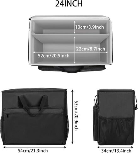 BUBM PC Carrying Case on Wheels, Desktop Travel Bag with Detachable Trolley for PC Tower, Monitor, Keyboard and Mouse, Black (Bag Only, for 24" Monitor) in Kuwait