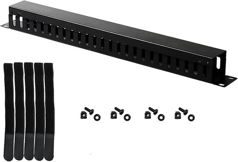 19 Inch 1U Cable Management Horizontal Cable Rack Mount Manager with mounting Screws for Service Rack Cabinet 24 Slot Finger Duct with Cover in Kuwait