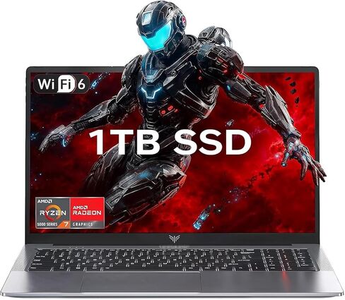 KAIGERR Gaming Laptop, 1TB NVMe SSD 16GB RAM Laptop Computer with AMD Ryzen 7 5825U(8C/16T, Up to 4.5GHz), 15.6inch Windows 11 Laptop, Radeon RX Vega 8 Graphics,WiFi 6 for Creative & Business in Kuwait