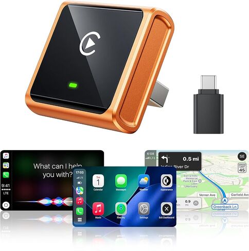 Mini Wireless CarPlay Adapter for iPhone Apple, Converts Factory Wired CarPlay to Wireless, Fast Auto Connect, Low Latency, Plug & Play, Compatible with iOS 10+ & 2015+ Cars, USB-A/C, Gray in Kuwait