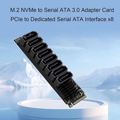 Vikye M.2 M Key to 8 Port SATA 3.0 Expansion Card, PCIe 3.0 x2 Adapter in Kuwait