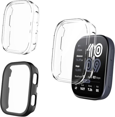 2 Pack Watch Case for Xiaomi Smart Band 10 Pro Screen Protector, Screen Protector Hard PC Cover, Anti-scratch, Easy to Install, Compatible with Xiaomi Smart Band 10 Pro (Clear+Black) in Kuwait