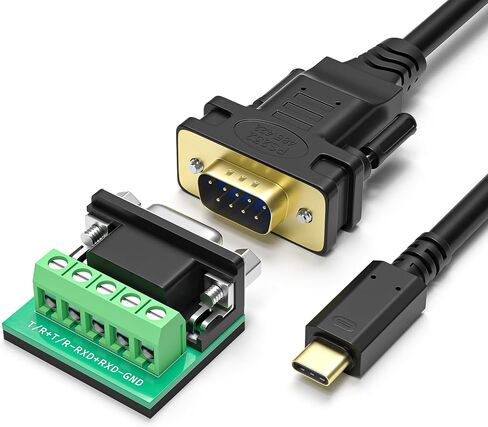 USB-C to RS232 RS485 RS422 Converter,Type-C to Serial Adapter Cable with FT232RL Chip, DB9 Male to C for Industrial Communication, POS, CNC, PLC, Windows, Mac, Linux（6FT） in Kuwait