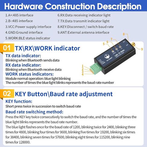 CP31 LORA Adapter RS485 to Bluetooth Serial Adapter Industrial Wireless 5000m Long Distance Communication (DX-CP31(T0)) in Kuwait