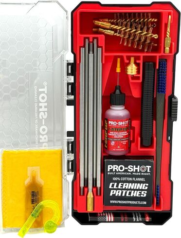 Pro-Shot Multi-Gauge Shotgun Cleaning Kit – Cleans 12, 20, 28 & .410 Gauge Shotguns | Premium Stainless Rods, Bore Brushes, Brass Jags, Flannel Patches, CLP & Grease – Made in USA in Kuwait