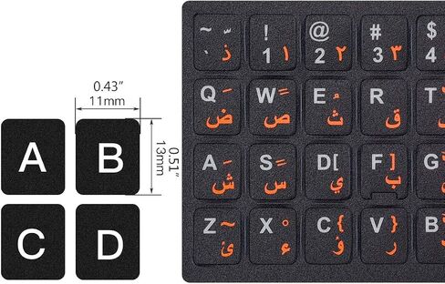 3PCS Arabic Keyboard Stickers for Laptop, MacBook Air/Pro, Desktop PC Computer, Replacement Keyboard Stickers, Orange Arabic Lettering with Non Transparent Black Background in Saudi Arabia