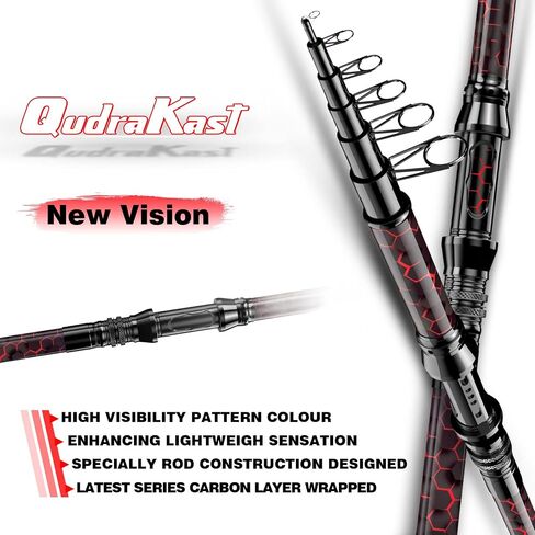 QudraKast Fishing Rod and Reel Combos - High Precision Machined Pattern Telescopic Fishing Pole and 12+1 Full Metal Ultra Smooth Spinning Reel Combos with Carrier Bag in Kuwait